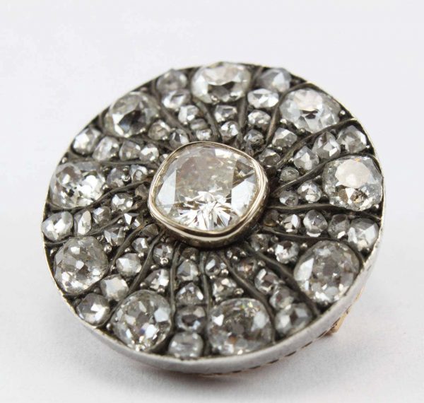 Antique Victorian Old Cut Diamond Cluster Brooch, 4.60 carat total, late 19th century Circa 1880