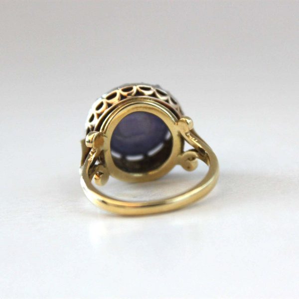 Antique Victorian Natural Purple Star Sapphire Cluster Ring