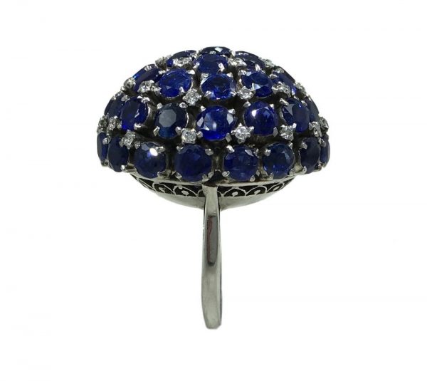 Vintage 17.00ct Sapphire and Diamond Bombe Cocktail Ring