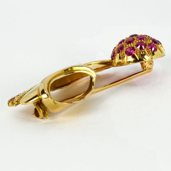 14ct Yellow Gold and Ruby Tsarouchi Shoe Brooch