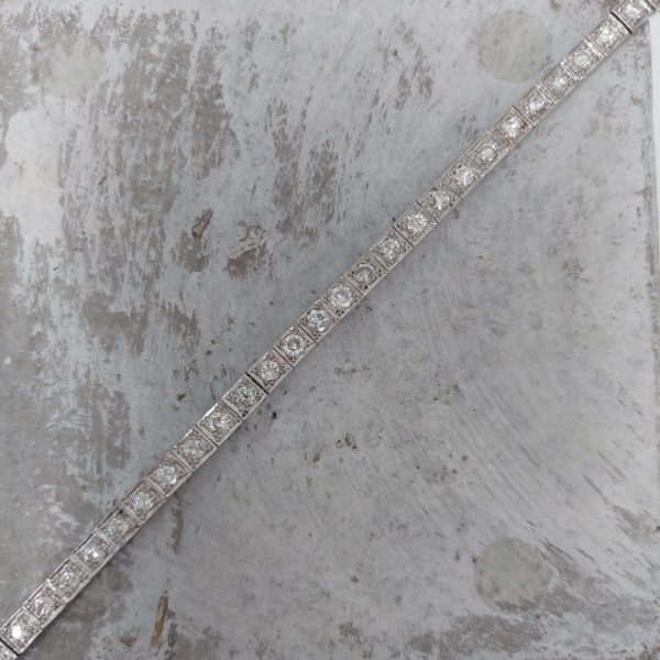 Art Deco 5ct Diamond and Platinum Line Bracelet