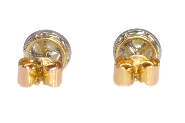 Antique Pearl and Diamond Cluster Stud Earrings in 18ct rose gold, Circa 1900