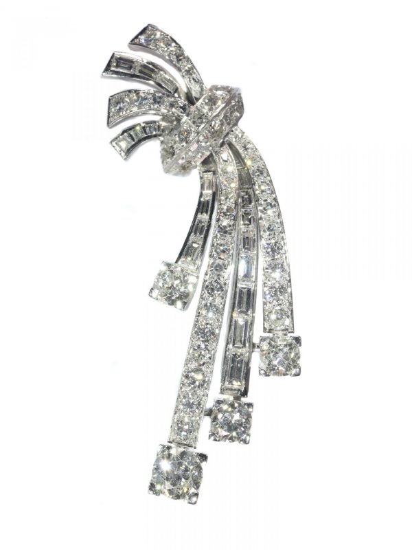 Vintage 1950s Diamond Spray Brooch in Platinum, 6.40 carats