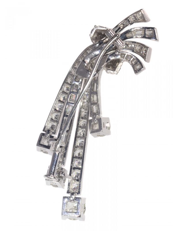 Vintage 1950s Diamond Spray Brooch in Platinum, 6.40 carats