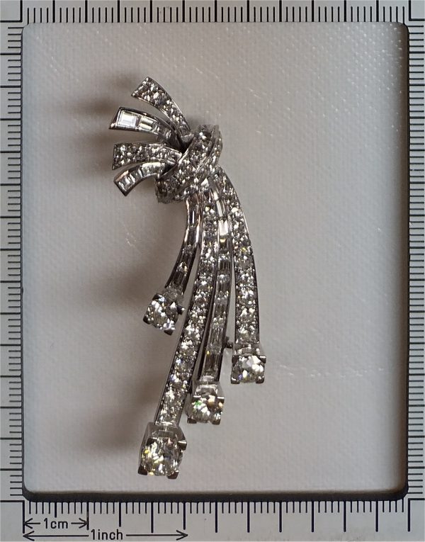 Vintage 6.40ct Diamond Spray Brooch in Platinum, Circa 1950
