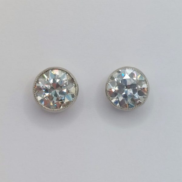2ct Old European Cut Diamond Stud Earrings