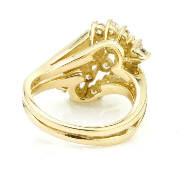 Vintage 1.37ct Diamond Cluster Ring in 18ct Yellow Gold, London 1981