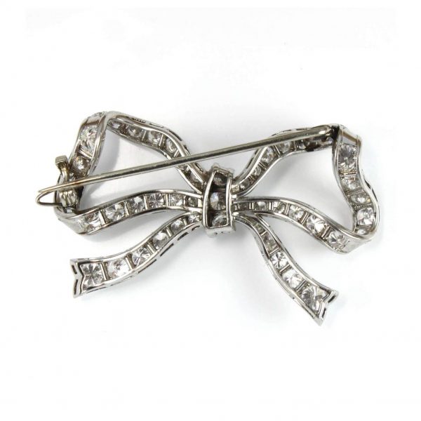 Vintage Diamond Bow Brooch, 7 carat total, Circa 1980s