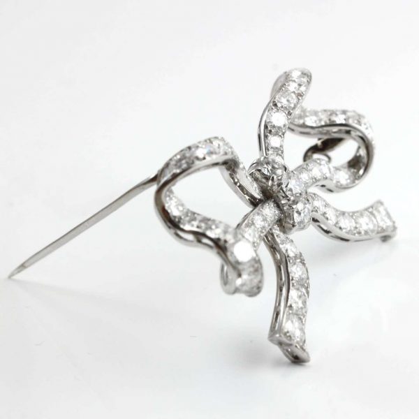 Vintage Diamond Bow Brooch, 7 carats