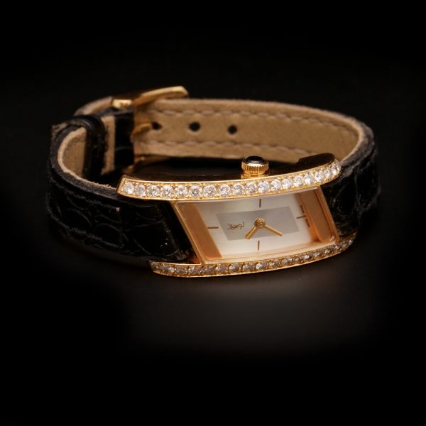 Yves Saint Laurent Rive Gauche 18ct Gold and Diamond Watch mother of pearl dial