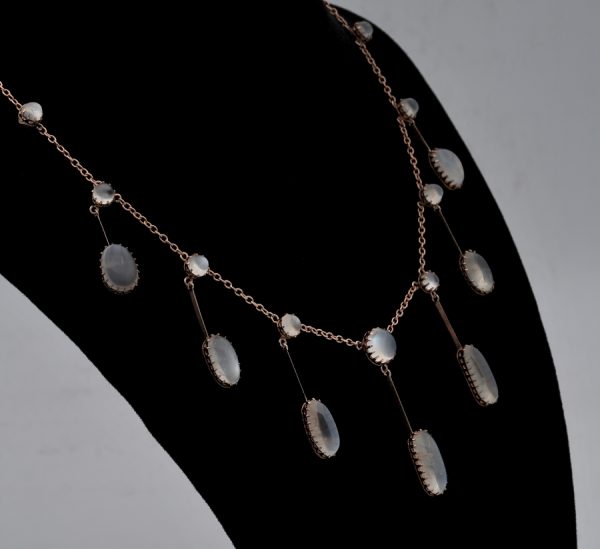 Antique Victorian 23ct Moonstone Fringe Necklace
