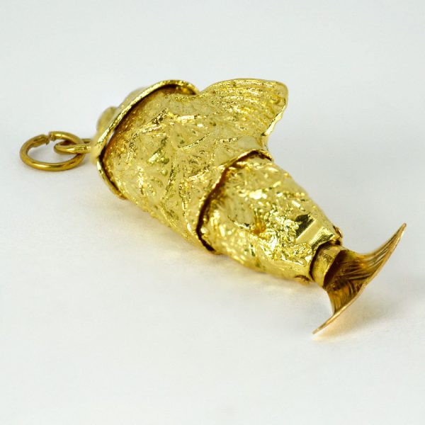 18ct Yellow Gold Articulated Fish Pendant with Enamel Eyes