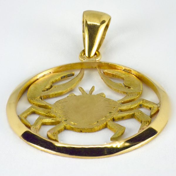 French 18ct Yellow Gold Zodiac Cancer Crab Pendant