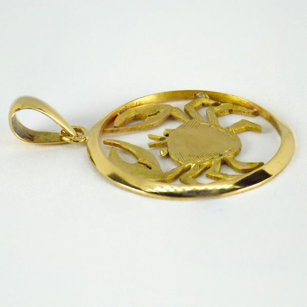 French 18ct Yellow Gold Zodiac Cancer Crab Pendant Charm
