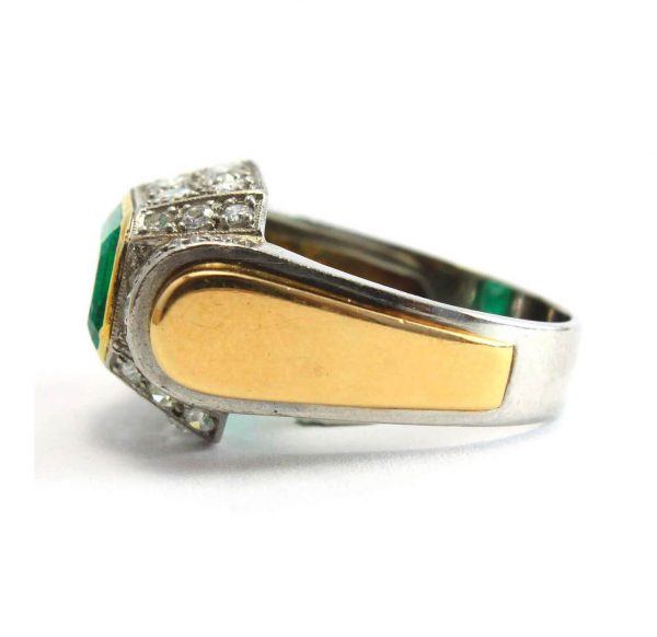 Art Deco 2.5ct Colombian Emerald and Diamond Architectural Dress Ring