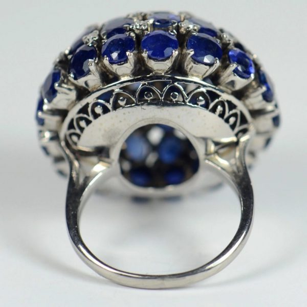 Vintage Sapphire and Diamond Bombe Cocktail Ring, 17.00 carat total