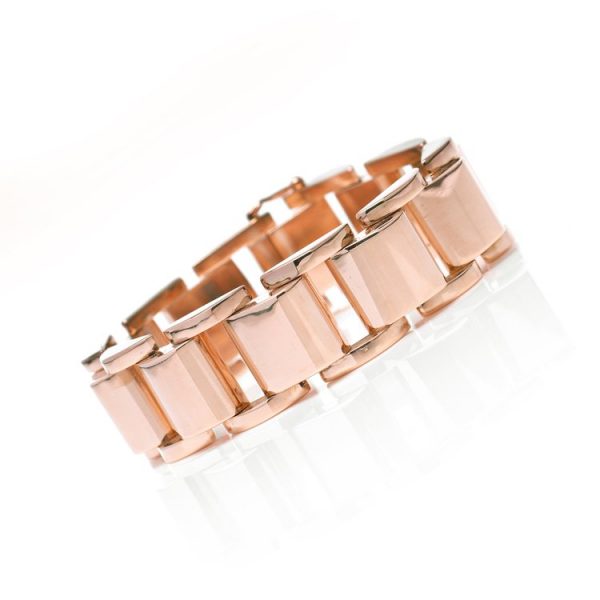 Vintage 1950s French Retro 18ct Rose Gold Tank Bracelet