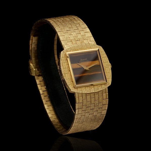 Vintage Piaget Tiger Eye and 18ct Yellow Gold Automatic Watch, Circa 1970s