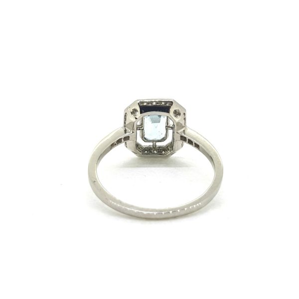 1.80ct Aquamarine and Diamond Halo Ring in Platinum