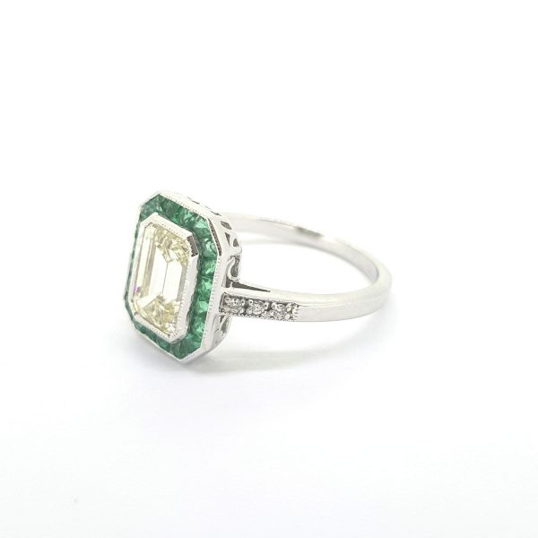 Diamond and Emerald Cluster Ring, 1.61 carats