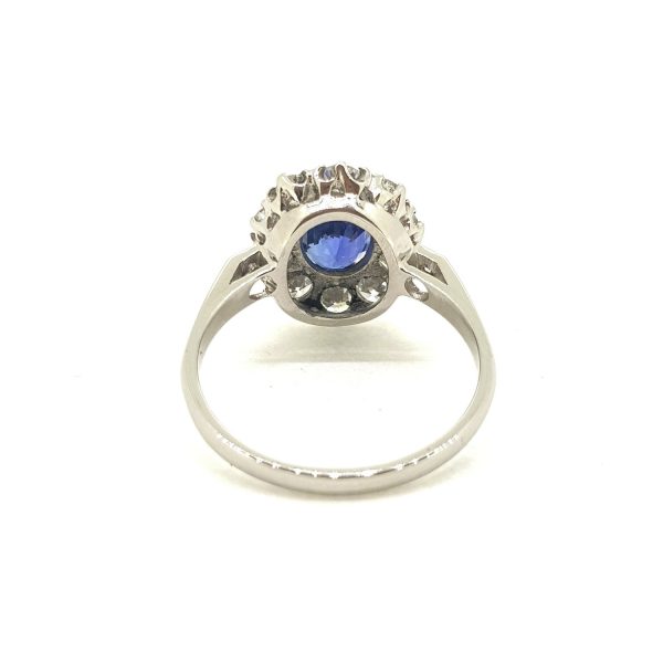 1.50ct Oval Cut Sapphire and Diamond Cluster Ring