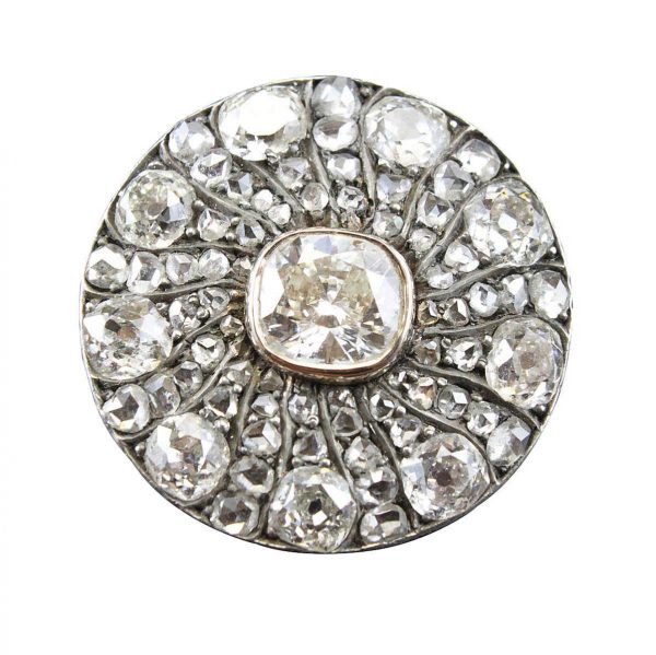 Antique Victorian Old Cut Diamond Cluster Brooch, 4.60 carat total