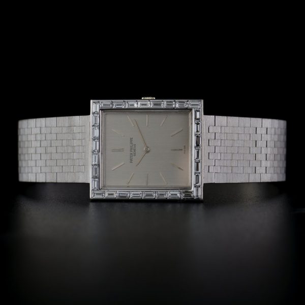 Ladies Patek Philippe 18ct White Gold Manual Watch with 1.50ct Baguette Diamond Bezel