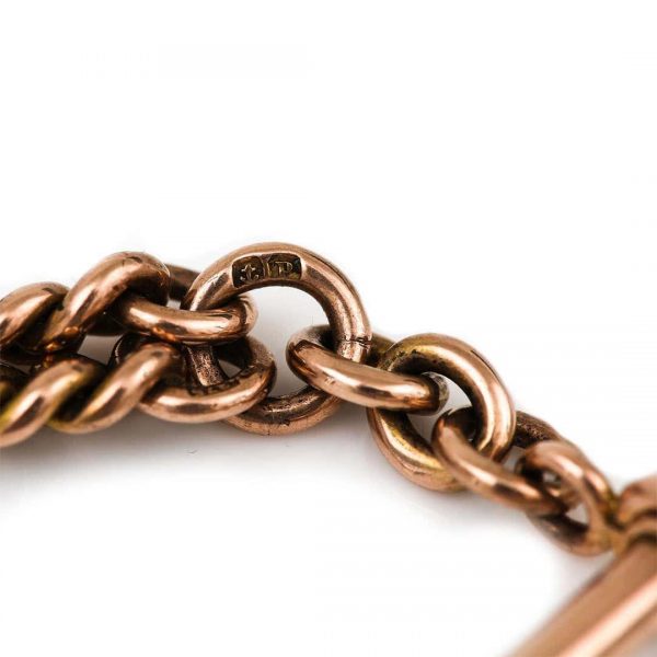 Antique Edwardian 9ct Rose Gold Curb Link Albert Watch Chain Circa 1914