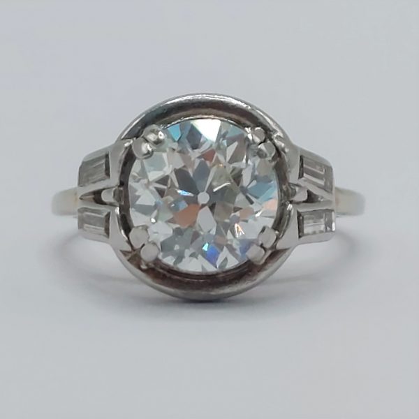 Antique Art Deco 2.37ct Old European Cut Diamond Ring