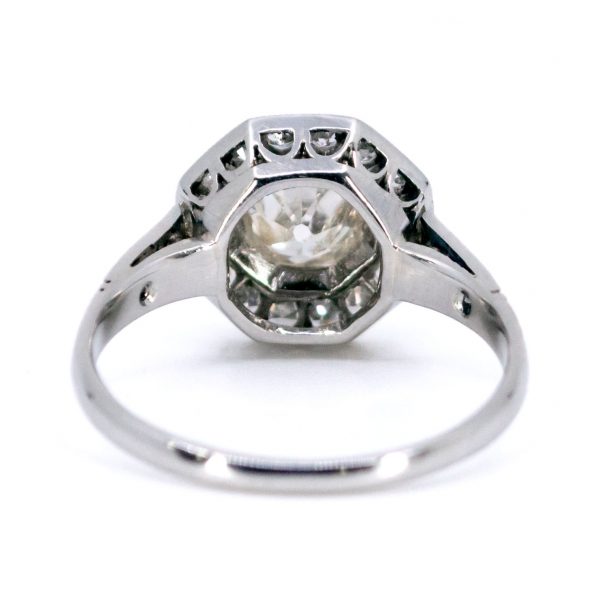 Art Deco Style 0.80ct Old Mine Cut Diamond Target Ring