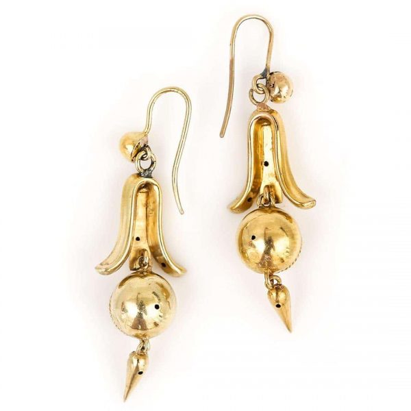 Antique Victorian Etruscan Drop Earrings Circa 1880