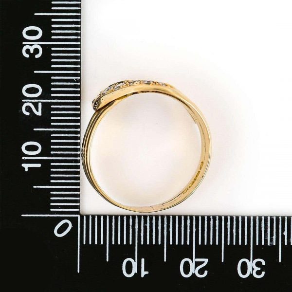 Antique Edwardian 18ct Yellow Gold Diamond Snake Ring Circa 1915