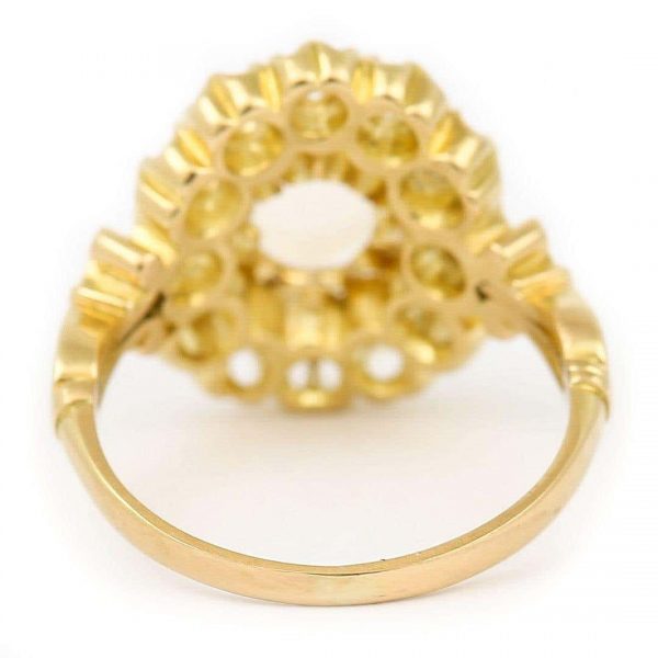 Contemporary 18ct Yellow Gold Moonstone and Diamond Cluster Ring