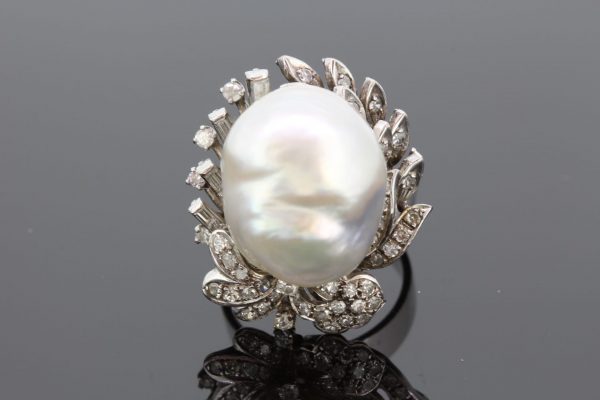 Contemporary South Sea Pearl and Diamond Dress Ring