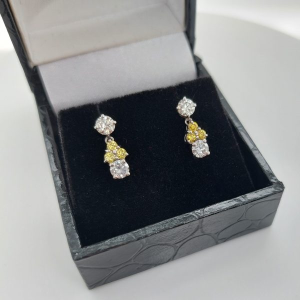 1.03ct Yellow and White Diamond Drop Earrings - Jewellery Discovery