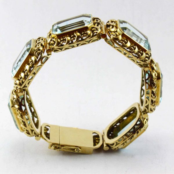 Vintage 1960s Retro 72ct Aquamarine and Gold Bracelet