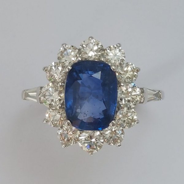 2.75ct Oval Sapphire and Diamond Cluster Ring