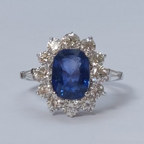 2.75ct Oval Sapphire and Diamond Cluster Ring