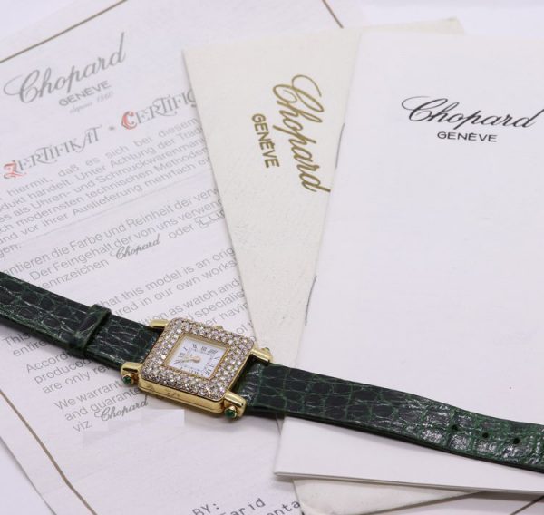 Vintage Chopard Happy Sport 18ct Yellow Gold and Diamonds Quartz Watch with Chopard box and paperwork