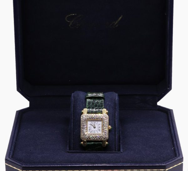 Vintage Chopard Happy Sport 18ct Yellow Gold and Diamonds Quartz Watch with Chopard box and paperwork
