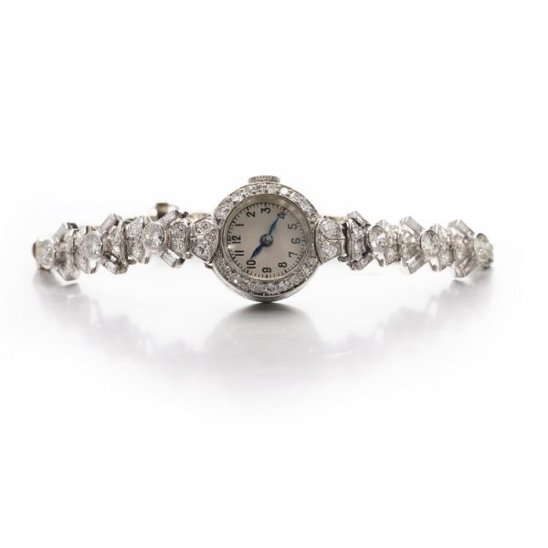 Art Deco 3.20ct Old Cut Diamond Platinum Cocktail Watch
