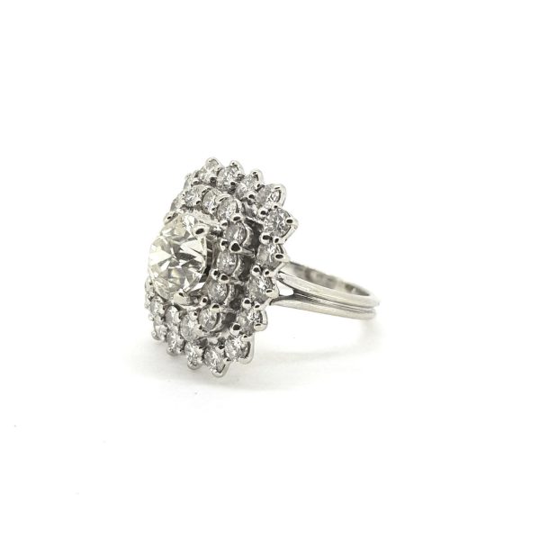 French Old Cut Diamond Cluster Dress Ring, 4 carat total