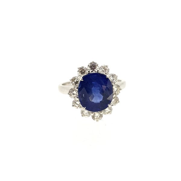 3.87ct Sri Lanka Sapphire and Diamond Cluster Ring