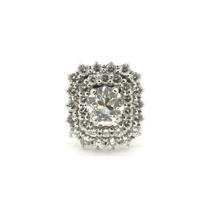 French Old Cut Diamond Cluster Dress Ring, 4 carat total