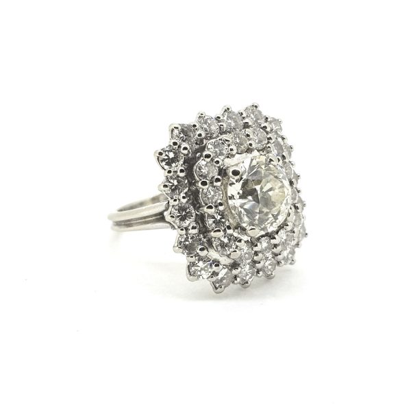 French Old Cut Diamond Cluster Dress Ring, 4 carat total