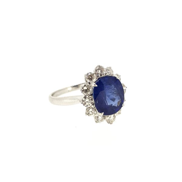 3.87ct Sri Lanka Sapphire and Diamond Cluster Ring