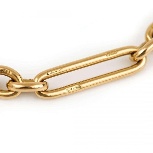 Antique Edwardian 18ct Yellow Gold Trombone Link Albert Watch Chain, 52g, Circa 1903