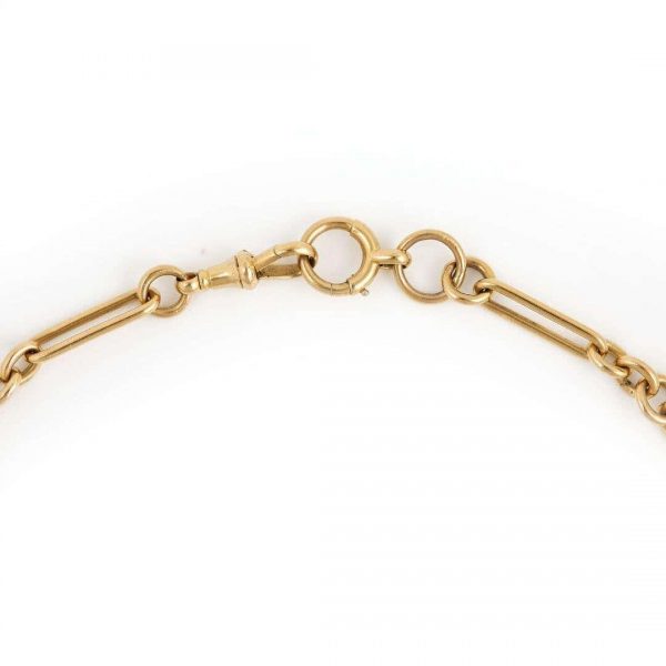 Antique Edwardian 18ct Yellow Gold Trombone Link Albert Watch Chain, 52g, Circa 1903