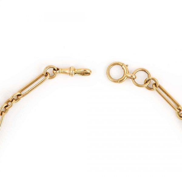 Antique Edwardian 18ct Yellow Gold Trombone Link Albert Watch Chain, 52g, Circa 1903