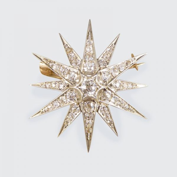 Antique Victorian Diamond Star Brooch Pendant and Hair Pin